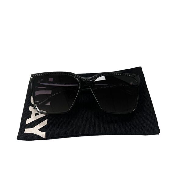 Quay Australia Level Up Bling Square Oversized Sunglasses Black Smoke 51MM - Picture 6 of 9